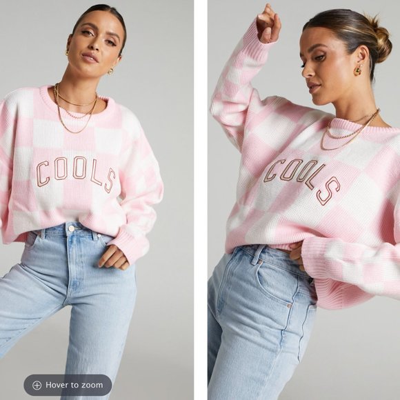 COOLS CLUB - COLLEGE KNIT IN PINK CHECKERBOARD - Picture 2 of 2